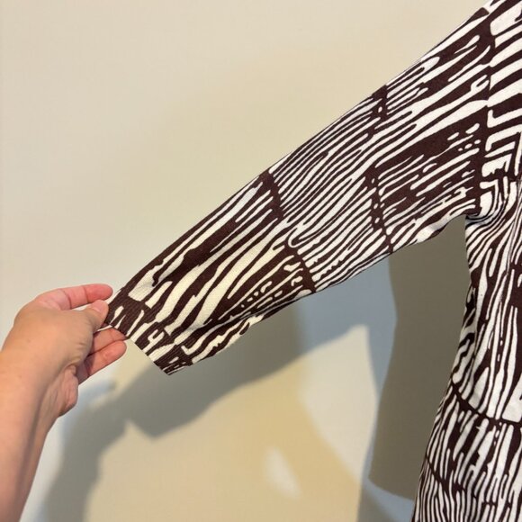 Boston Proper Beaded Brown White Animal Print Cardigan - Picture 8 of 13